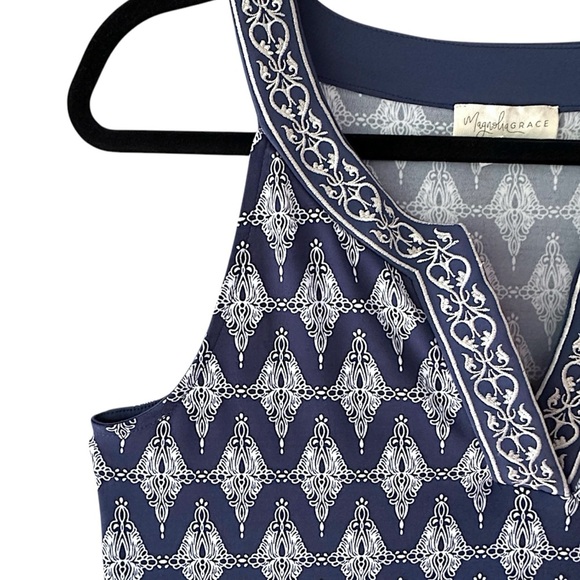 MAGNOLIA GRACE | NWOT ALHAMBRA HALTER NECK DRESS EMBROIDERED TRIM | SMALL - Picture 4 of 11